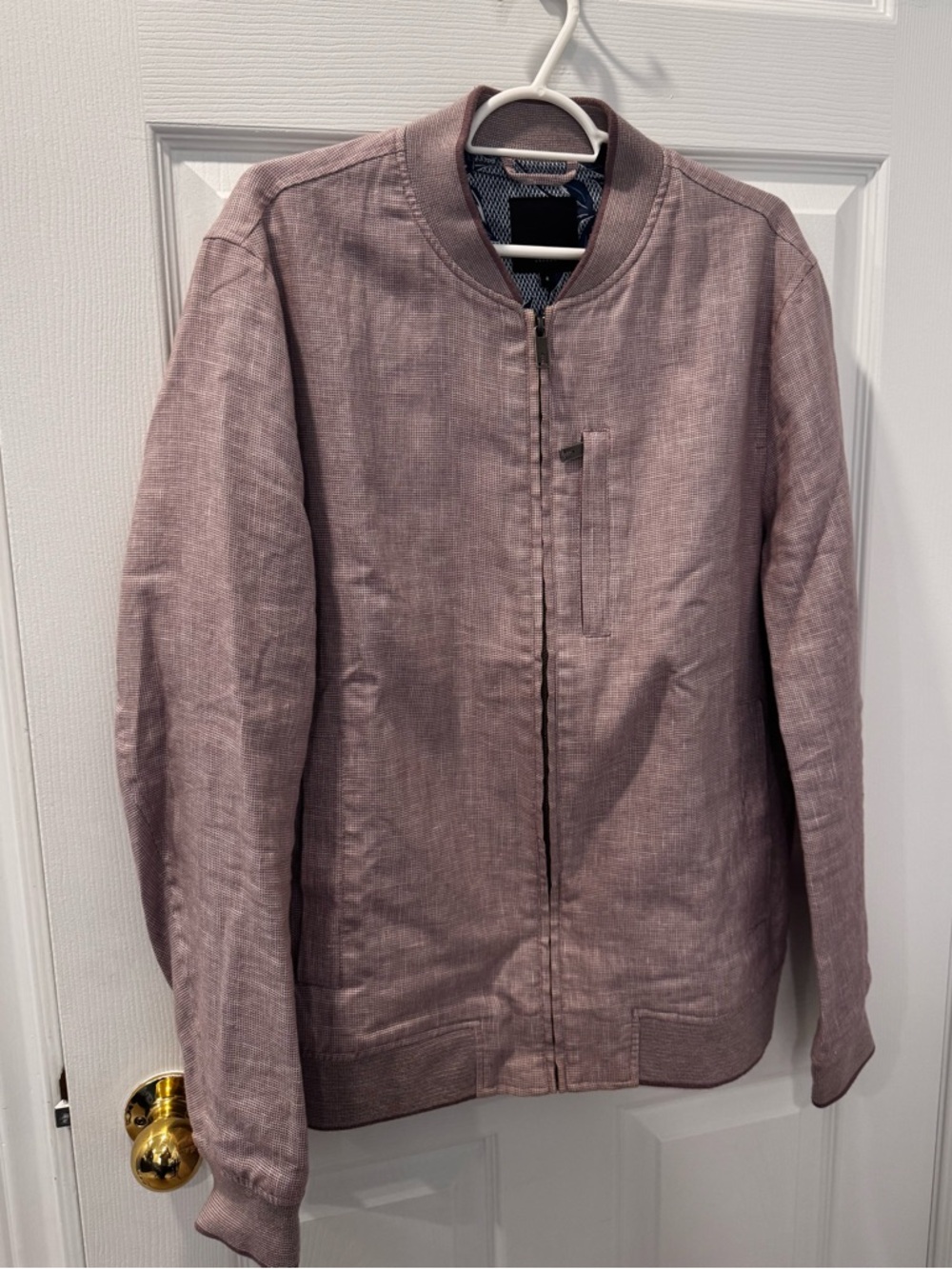 Ted Baker Men's Raney Bomber Jacket, linen/cotton, dusty pink-white